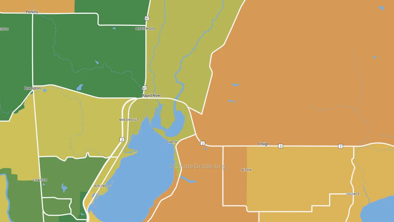 Rapid River, MI Map of Murder Rates