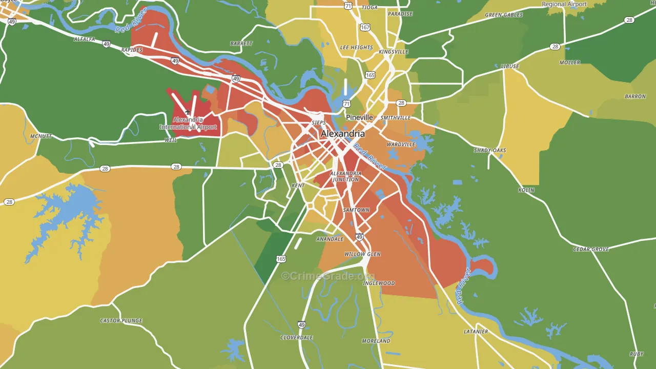 Rapides Parish, LA Map of Murder Rates
