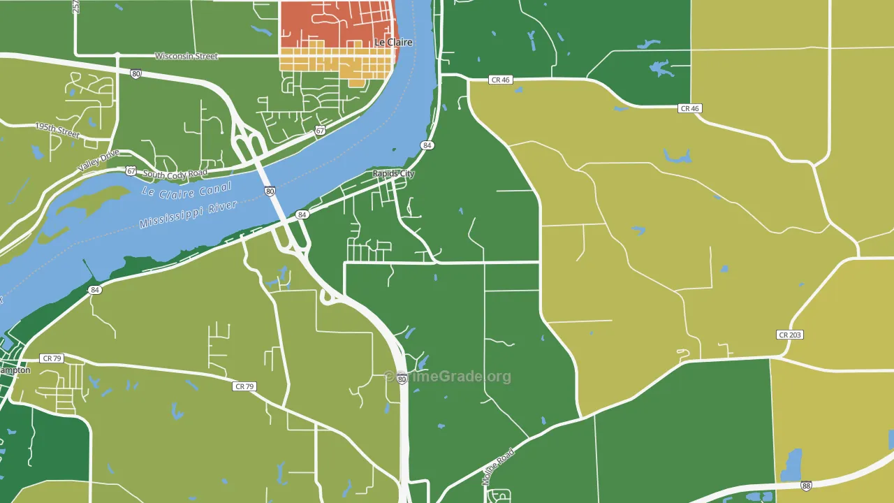 Rapids City, IL Map of Murder Rates
