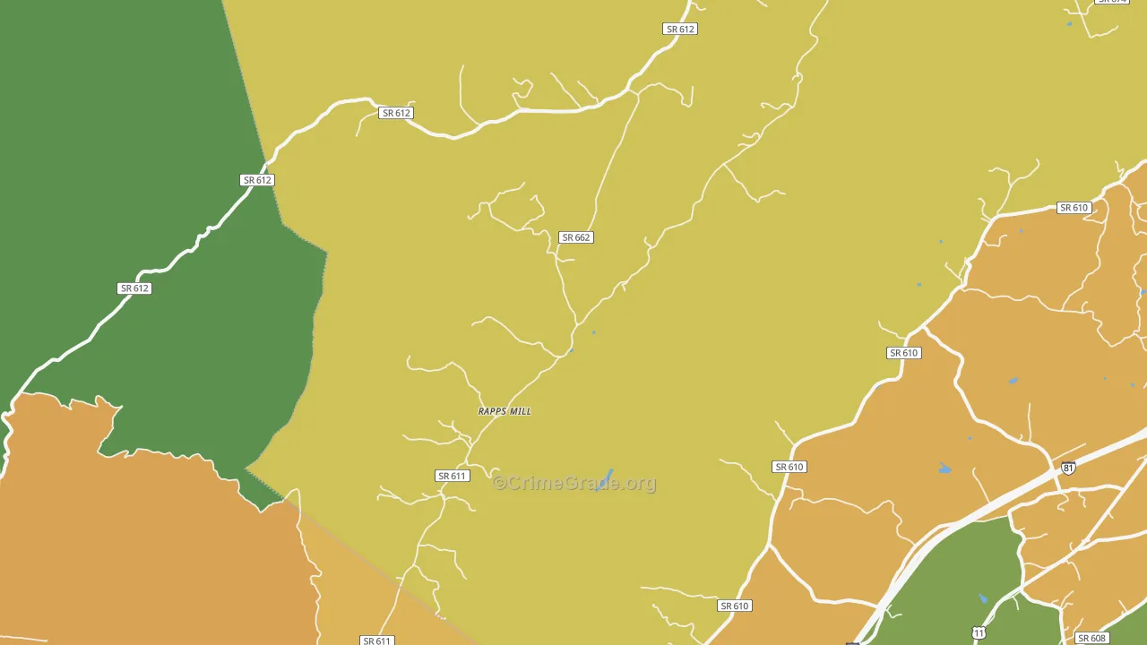 Rapps Mill, VA Map of Murder Rates