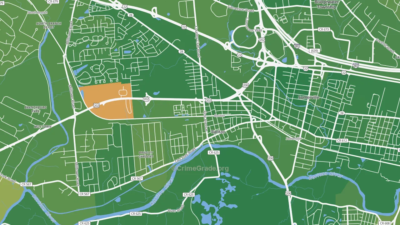 Raritan, NJ Map of Murder Rates