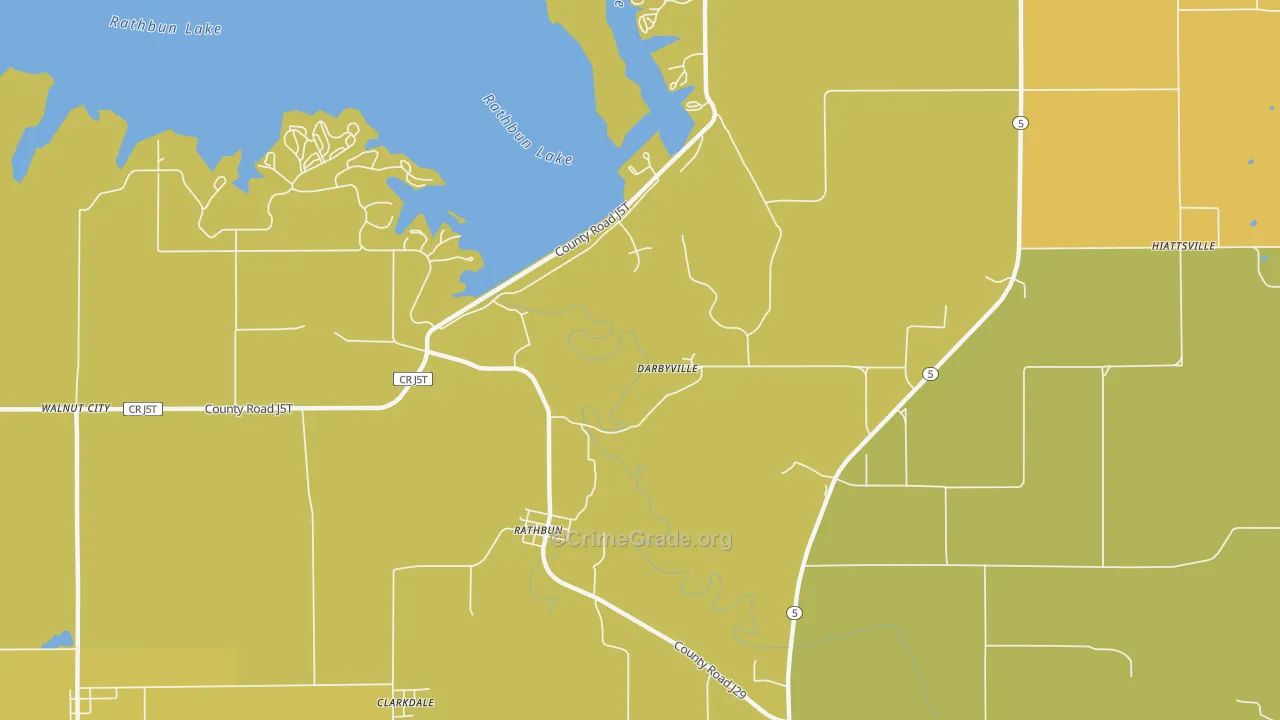 Rathbun, IA Map of Murder Rates