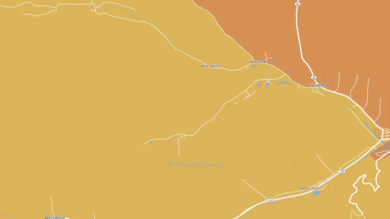 Rathbun, PA Map of Murder Rates