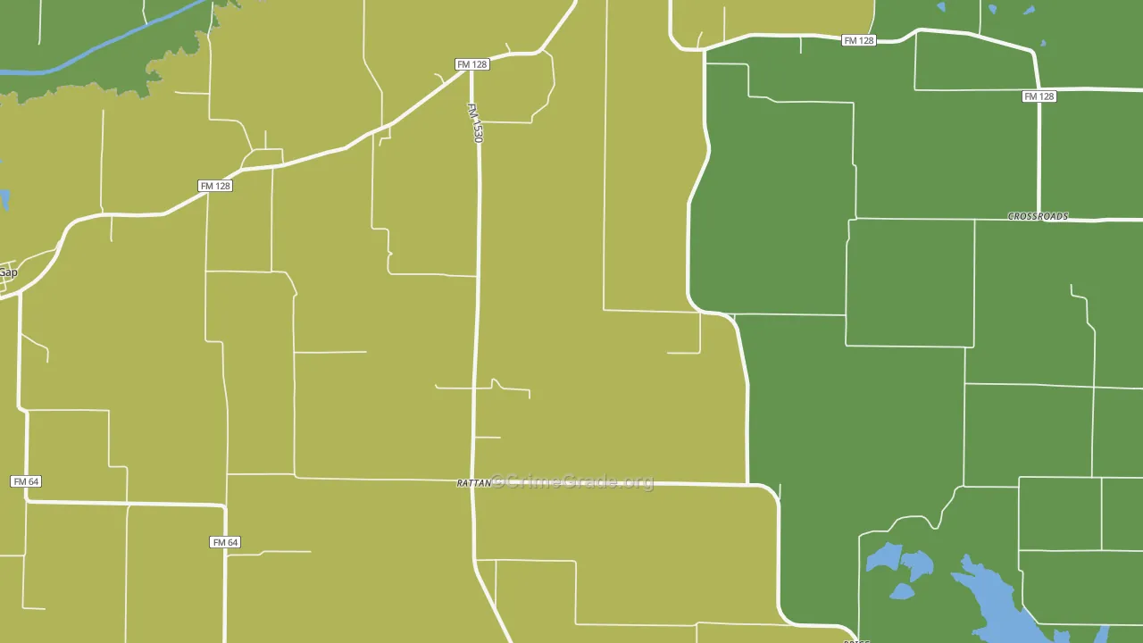 Rattan, TX Map of Murder Rates