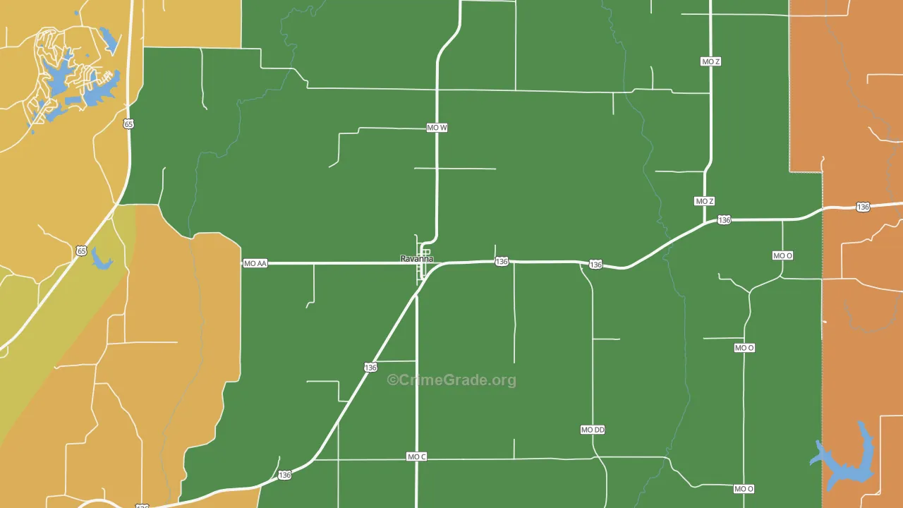 Ravanna, MO Map of Murder Rates