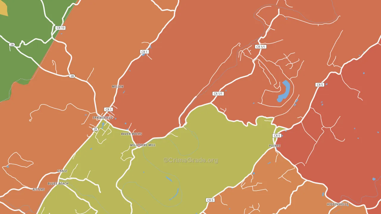 Raven Rocks, WV Map of Murder Rates