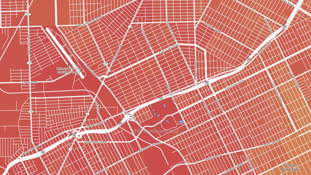 Ravendale, Detroit, MI Map of Murder Rates