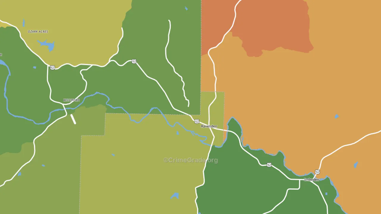 Ravenden, AR Map of Murder Rates