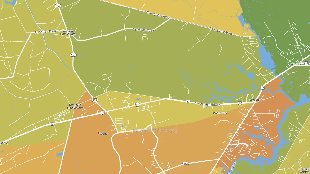 Ravenel, SC Map of Murder Rates