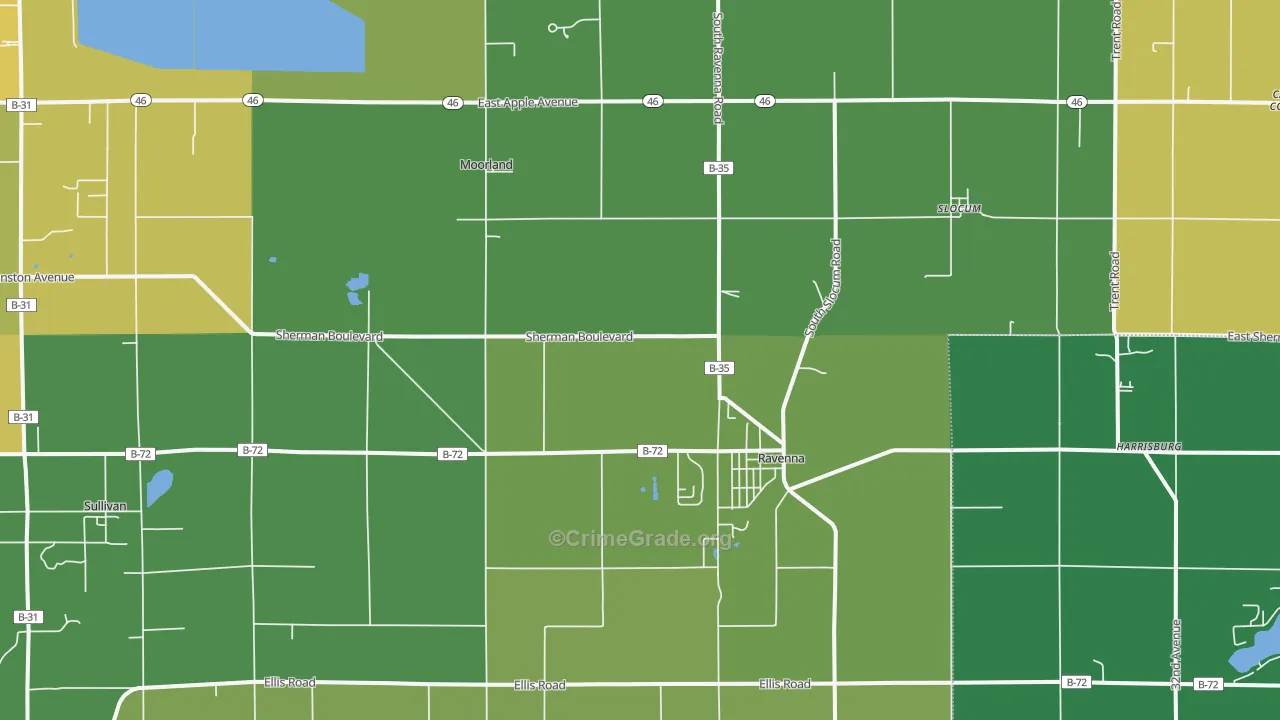 Ravenna, MI Map of Murder Rates