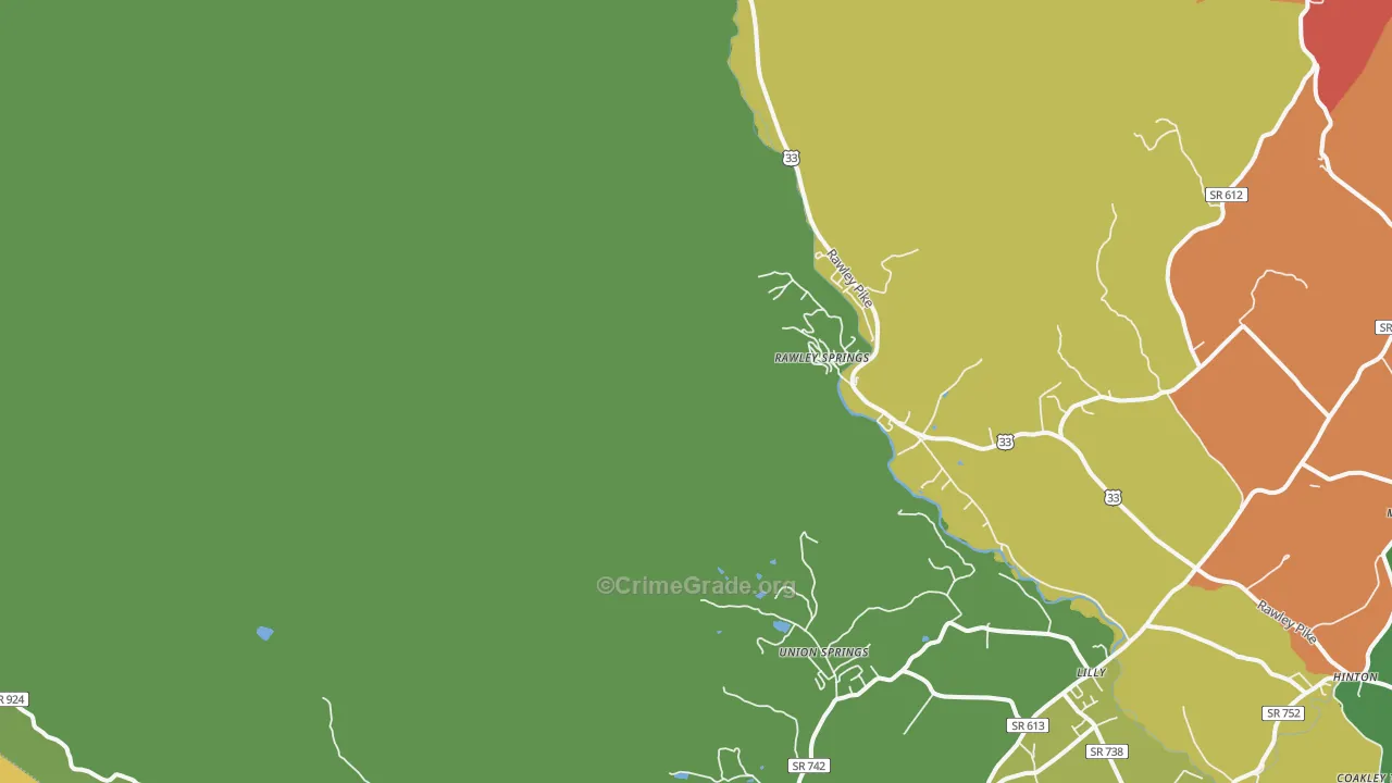 Rawley Springs, VA Map of Murder Rates