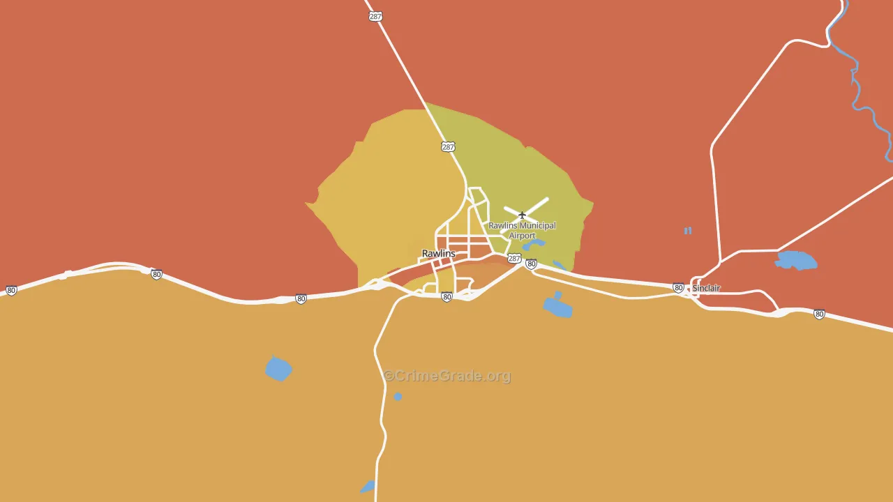 Rawlins, WY Map of Murder Rates