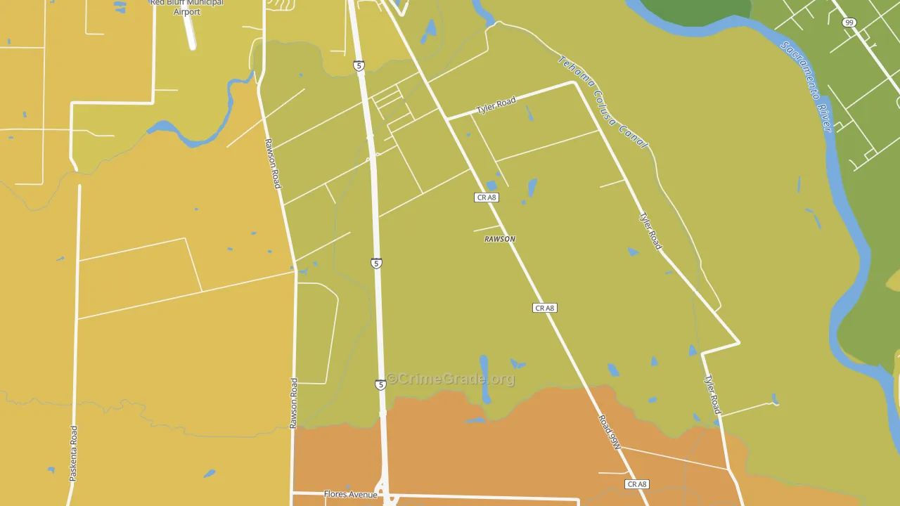 Rawson, CA Map of Murder Rates