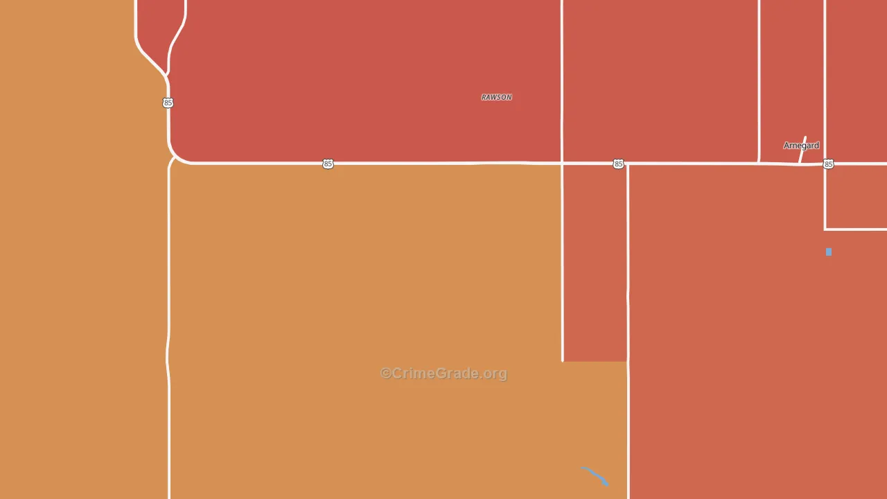 Rawson, ND Map of Murder Rates