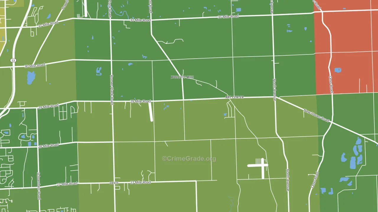 Ray, MI Map of Murder Rates
