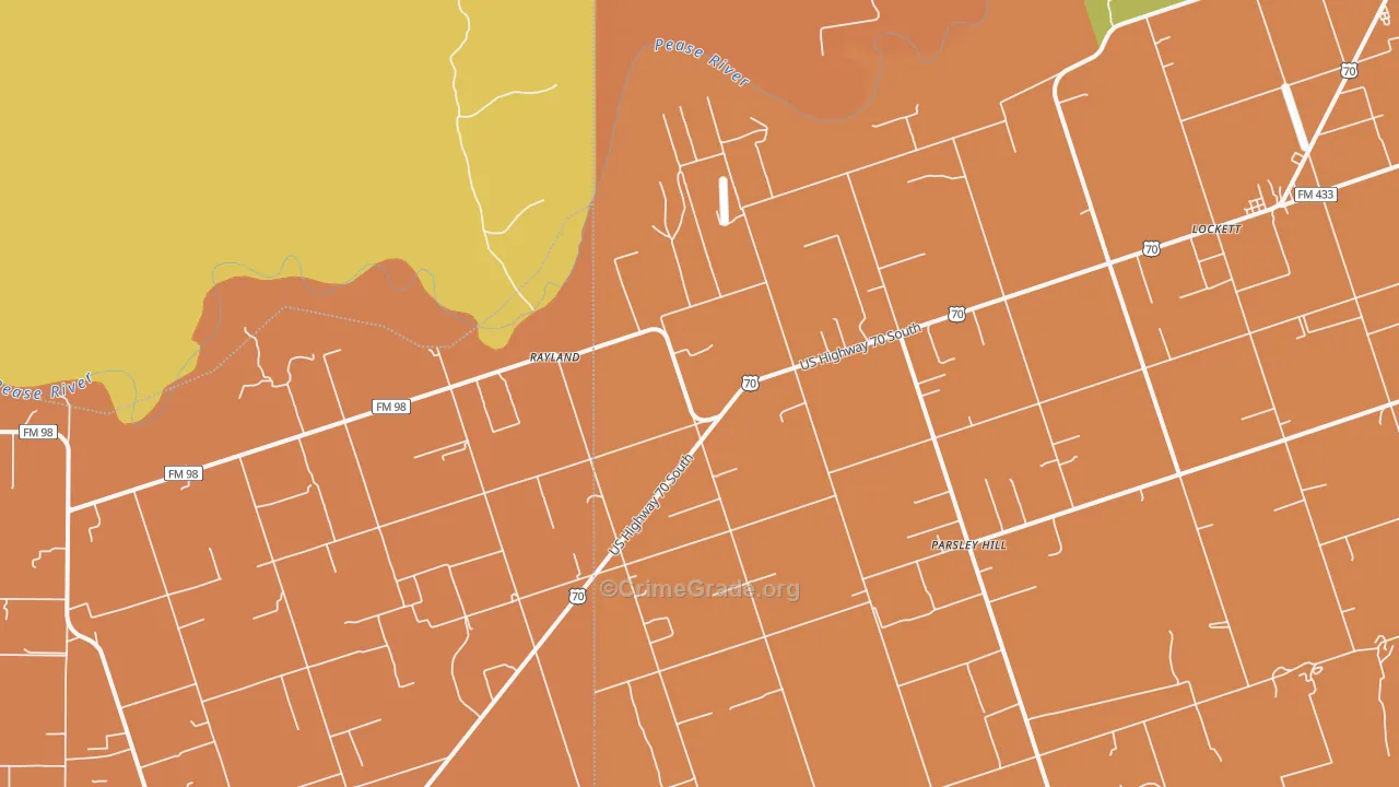 Rayland, TX Map of Murder Rates