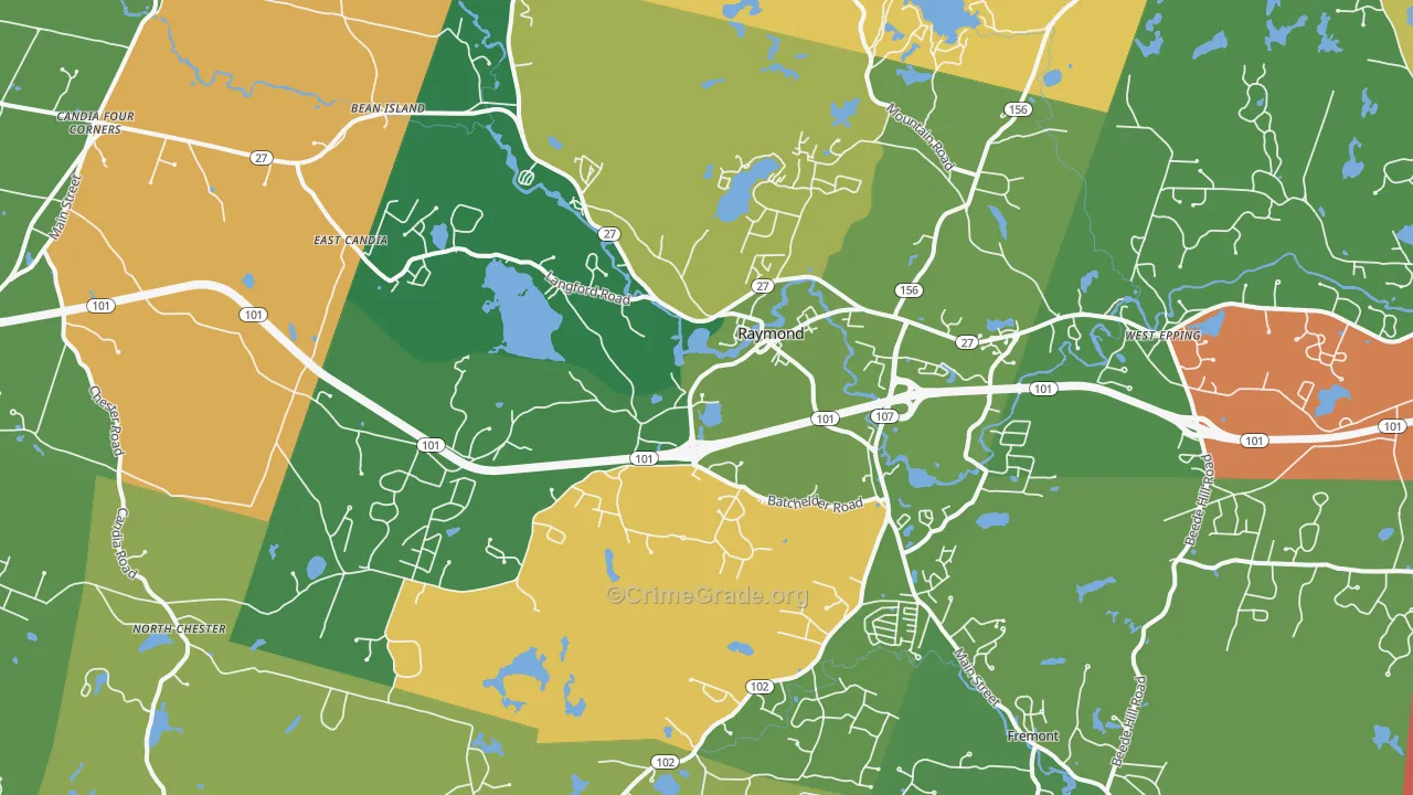 Raymond, NH Map of Murder Rates
