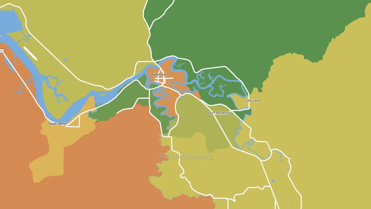 Raymond, WA Map of Murder Rates
