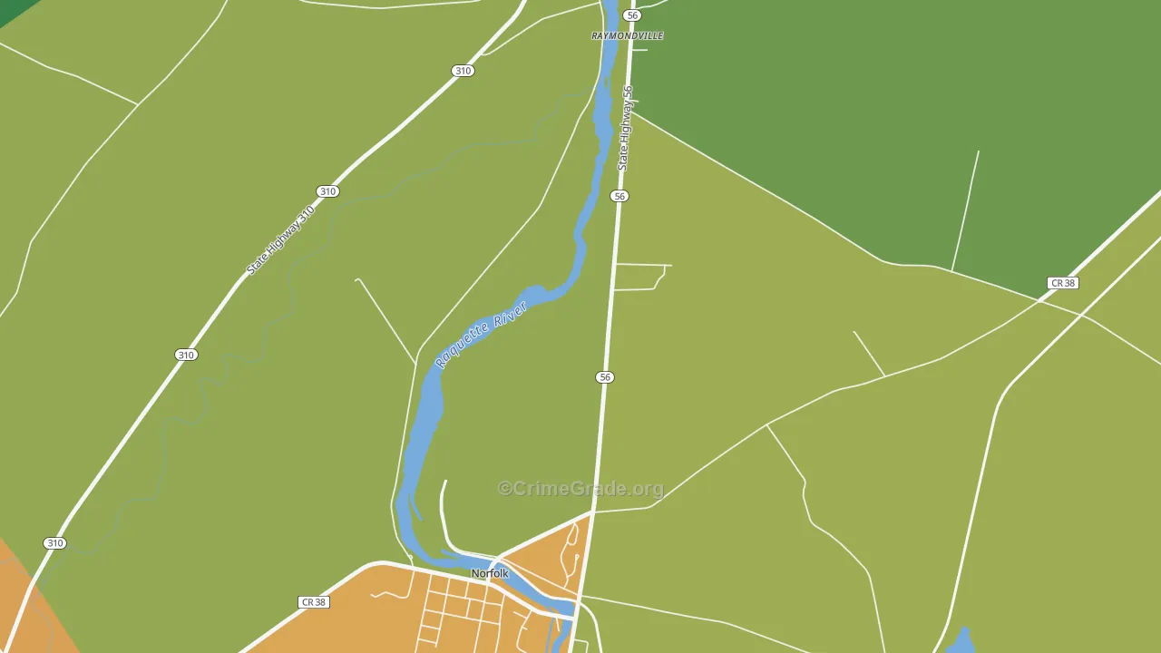 Raymondville, NY Map of Murder Rates