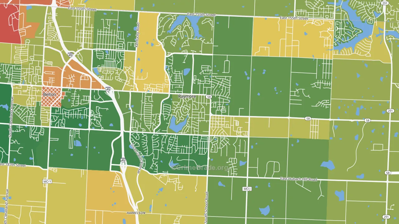 Raymore, MO Map of Murder Rates