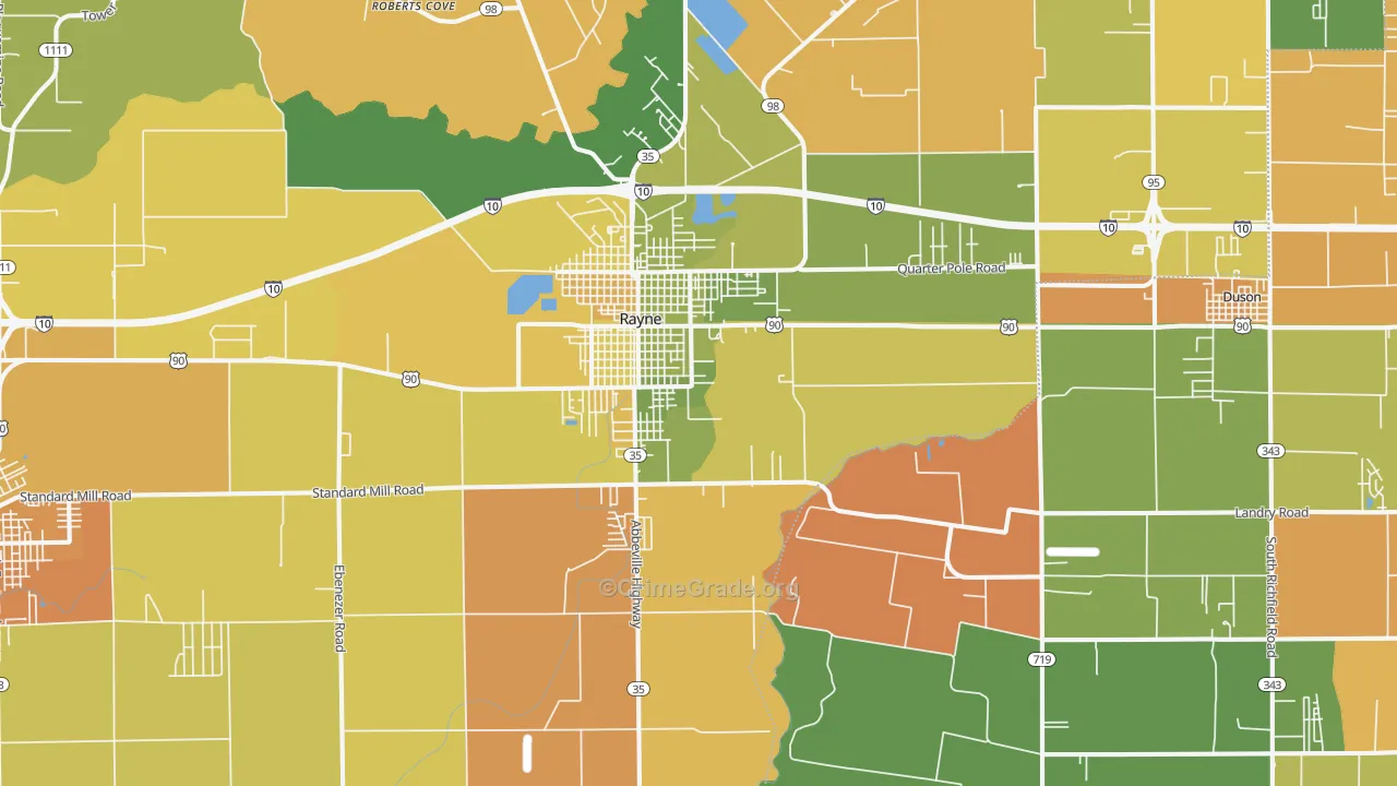 Rayne, LA Map of Murder Rates