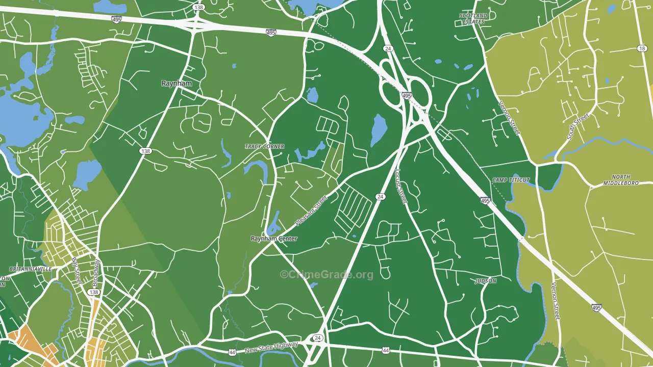 Raynham, MA Map of Murder Rates