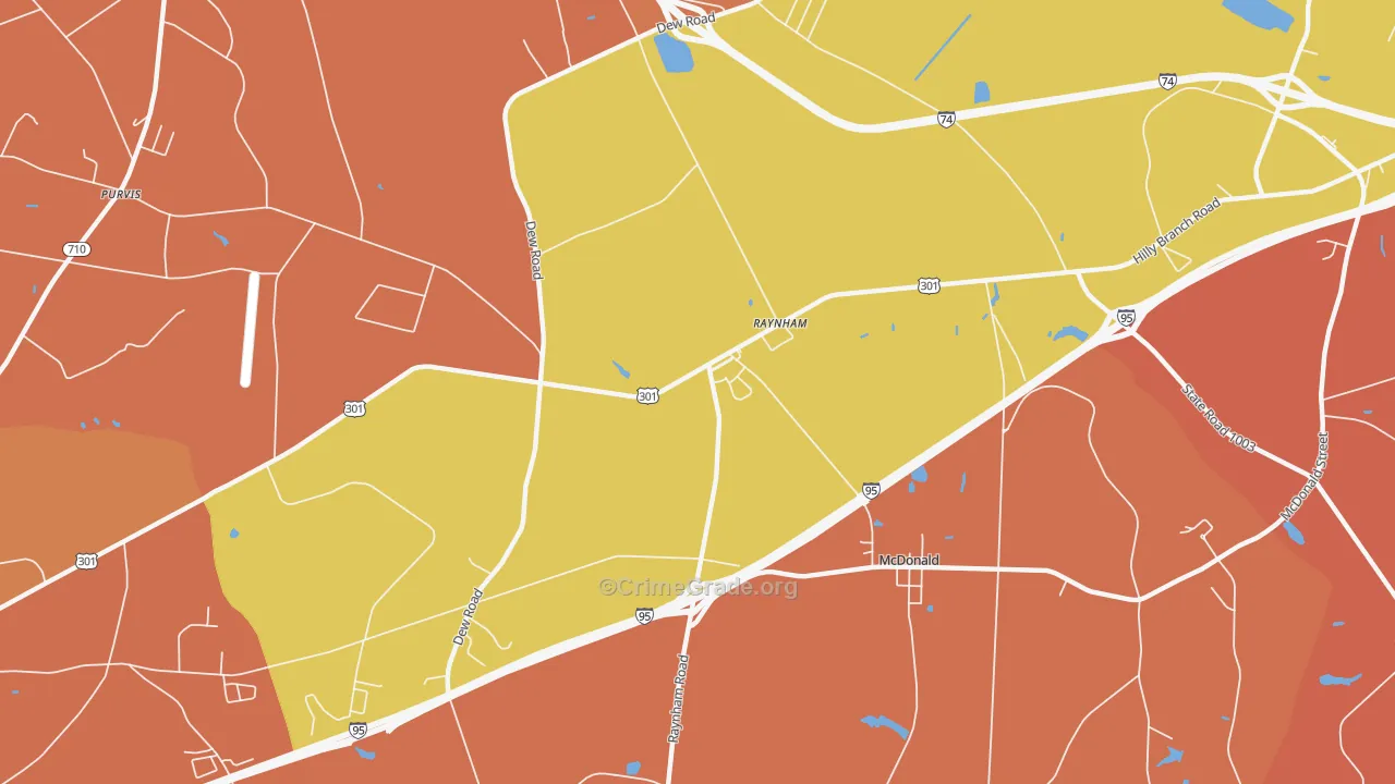Raynham, NC Map of Murder Rates