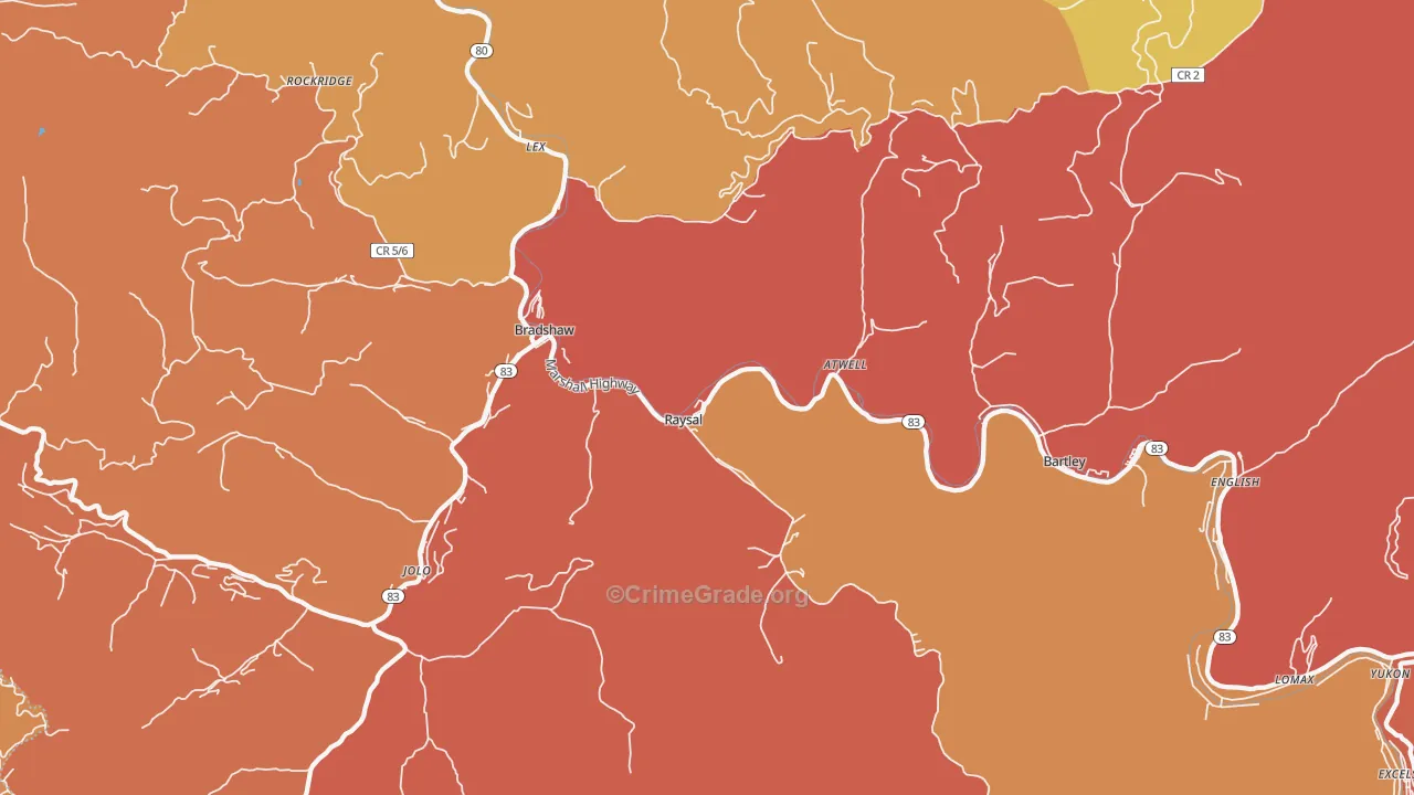 Raysal, WV Map of Murder Rates