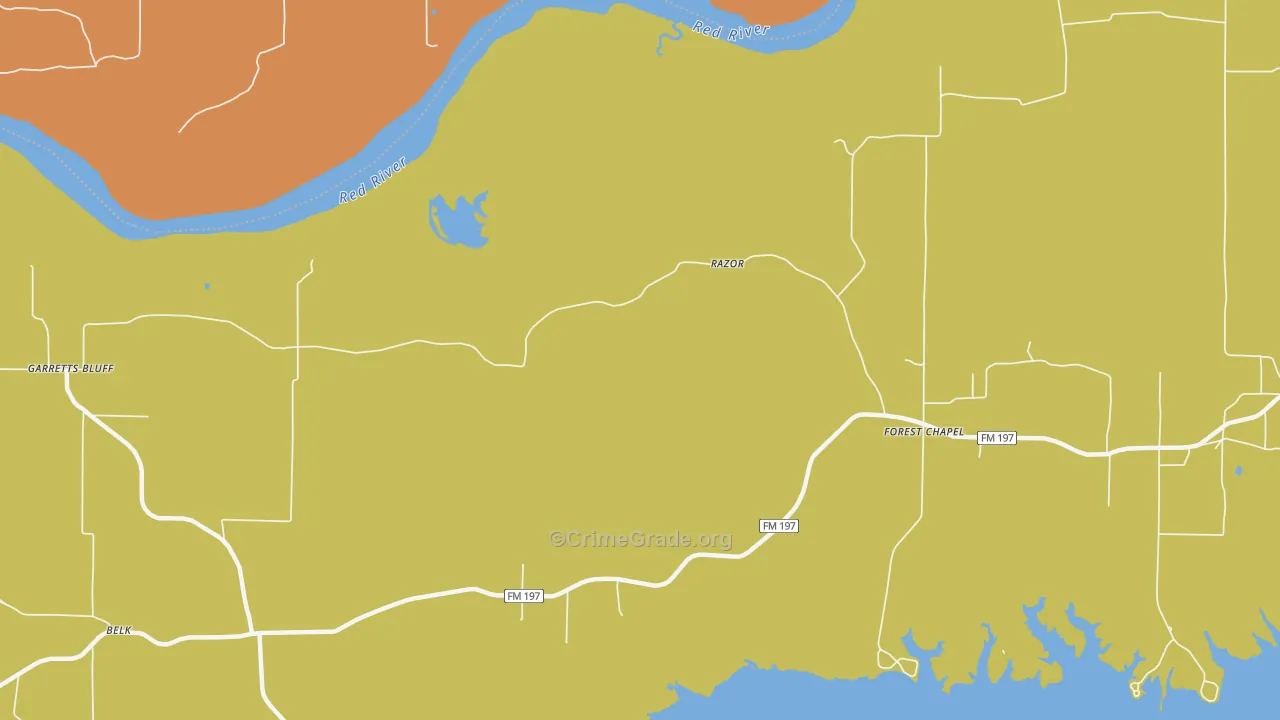 Razor, TX Map of Murder Rates