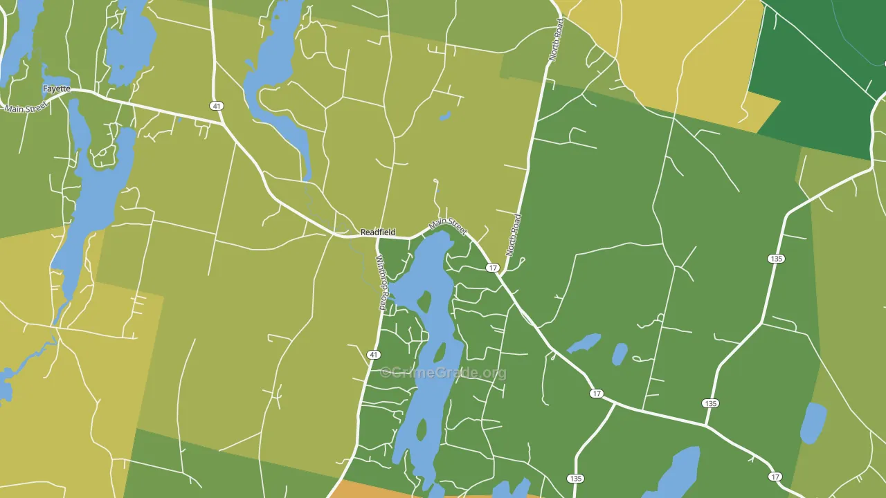 Readfield, ME Map of Murder Rates