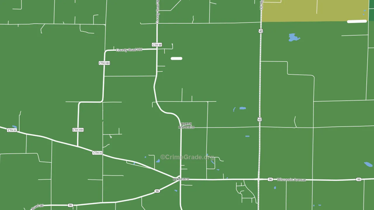 Readfield, WI Map of Murder Rates