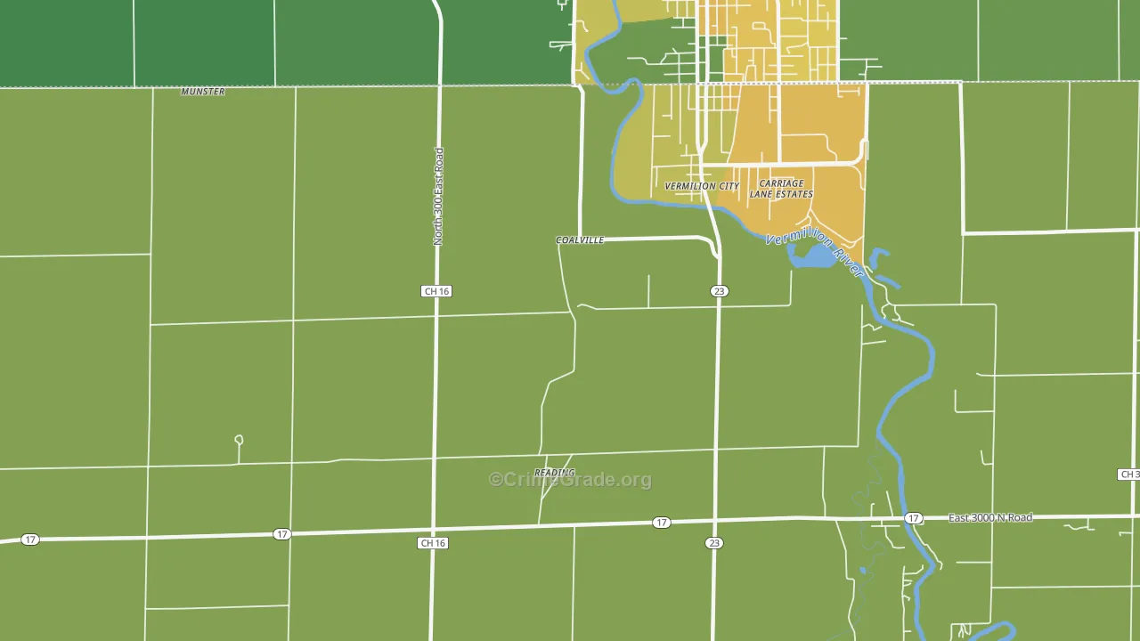 Reading, IL Map of Murder Rates
