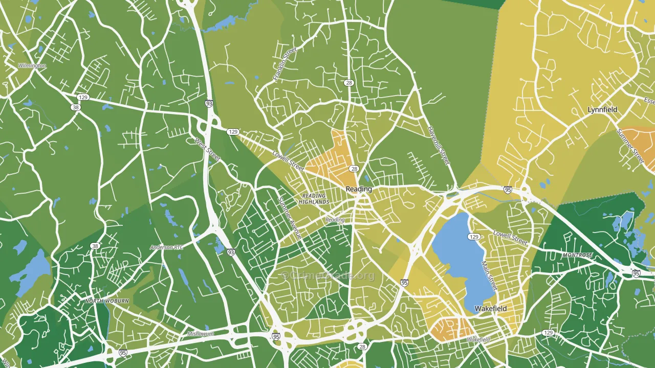 Reading, MA Map of Murder Rates