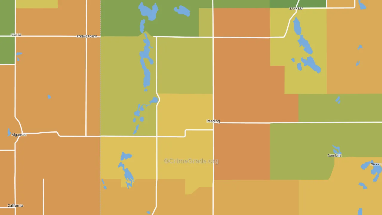 Reading, MI Map of Murder Rates