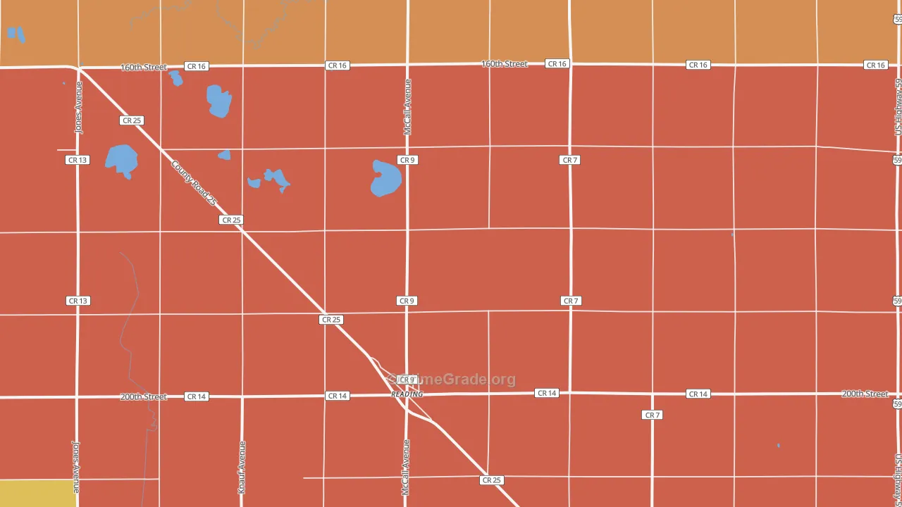 Reading, MN Map of Murder Rates