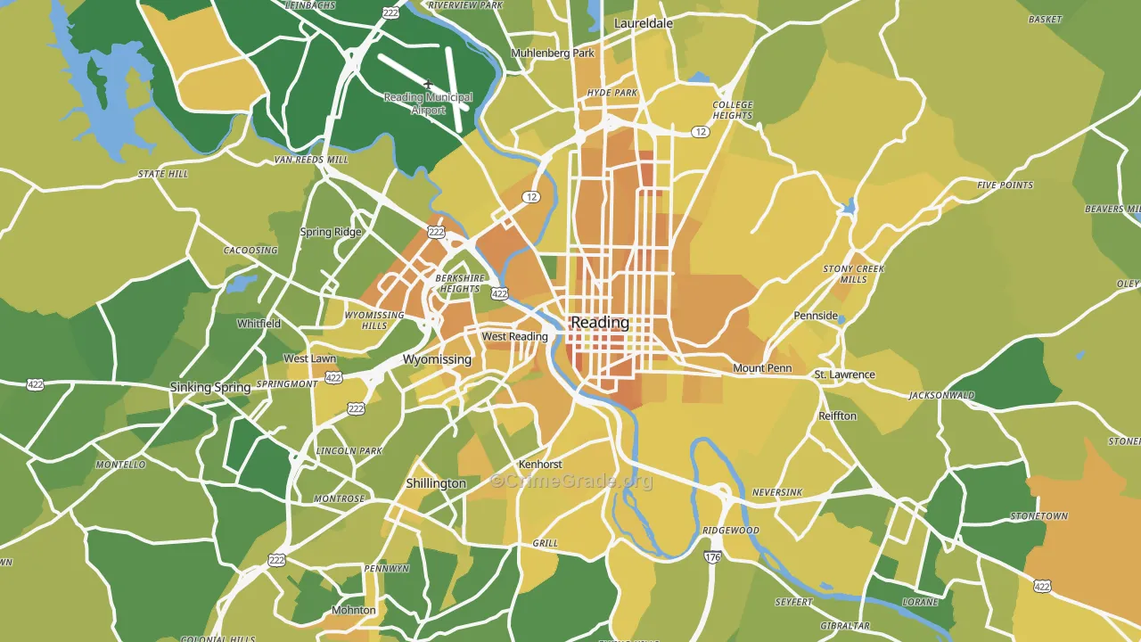 Reading, PA Map of Murder Rates