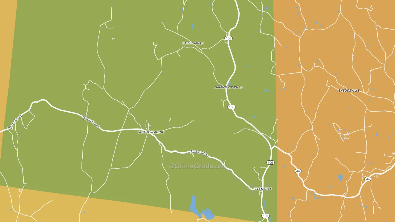 Reading, VT Map of Murder Rates