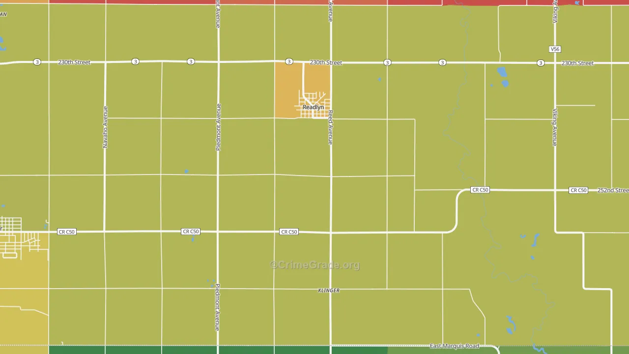 Readlyn, IA Map of Murder Rates