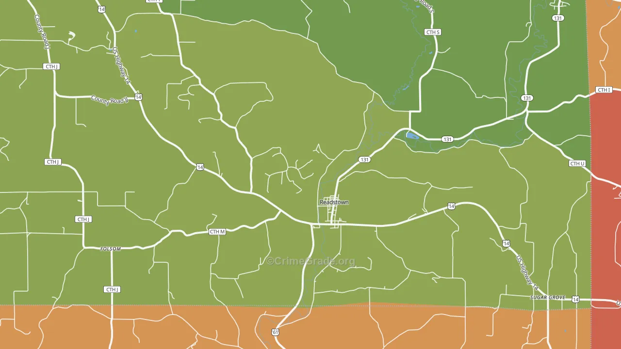 Readstown, WI Map of Murder Rates