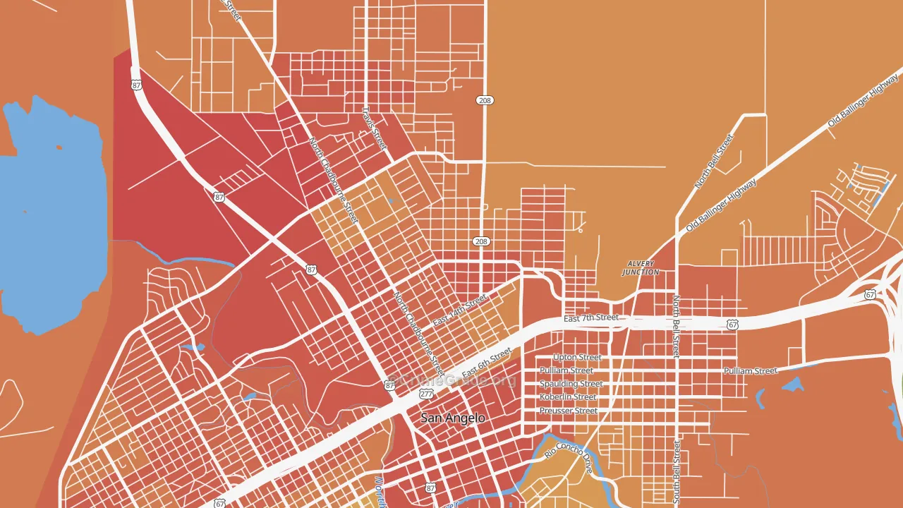 Reagan, San Angelo, TX Map of Murder Rates
