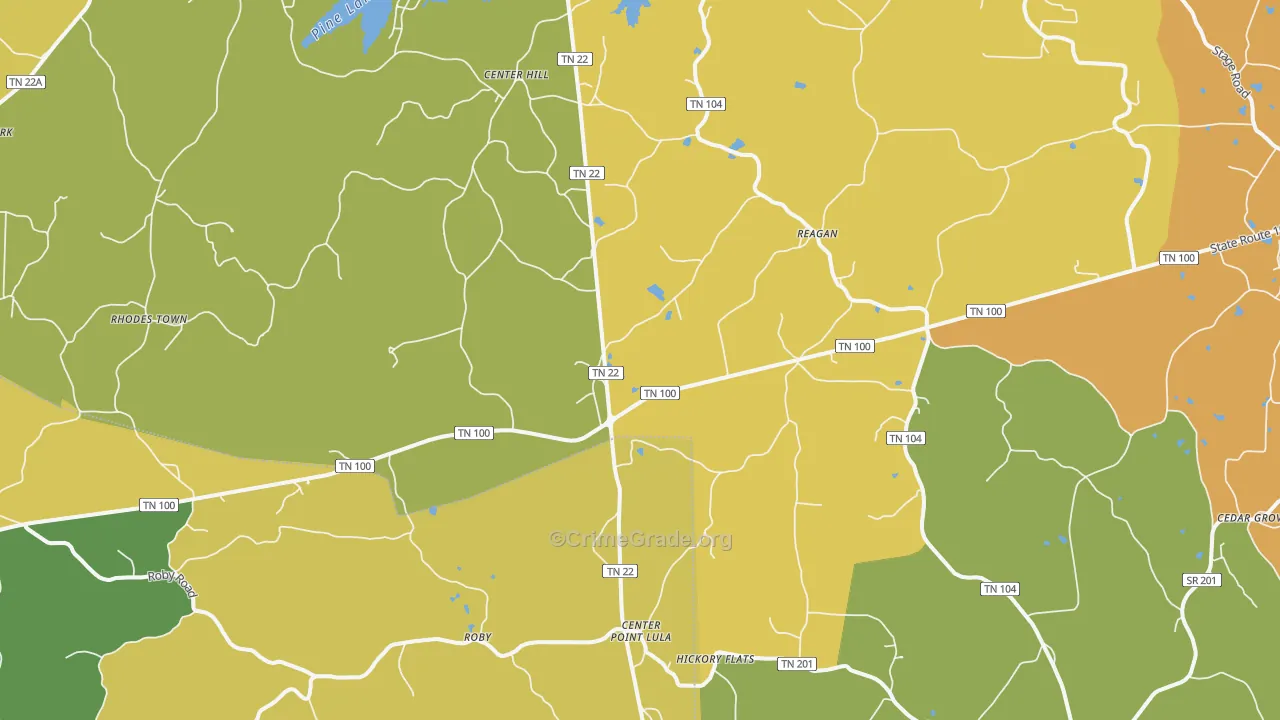 Reagan, TN Map of Murder Rates