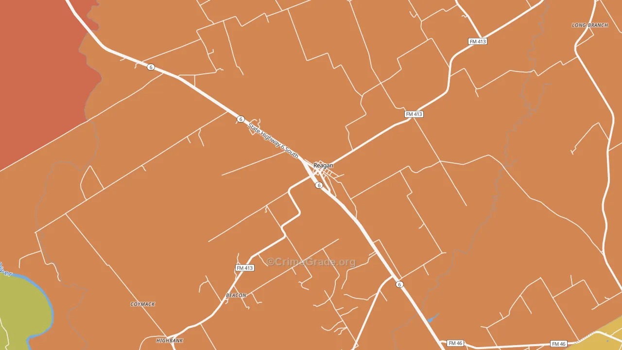 Reagan, TX Map of Murder Rates