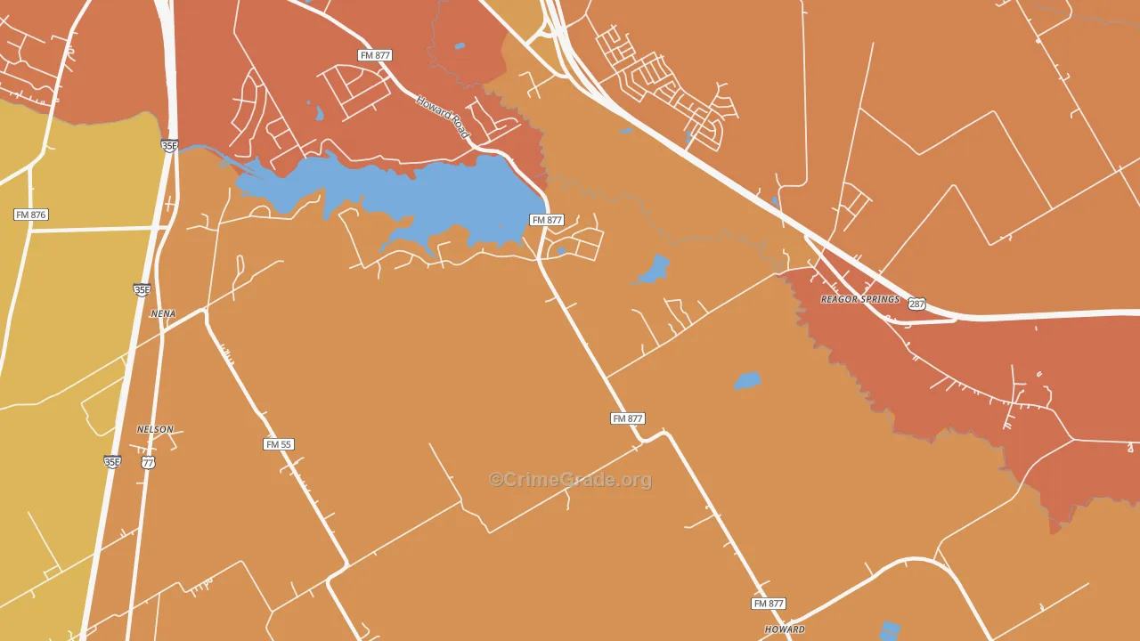 Reagor Springs, TX Map of Murder Rates