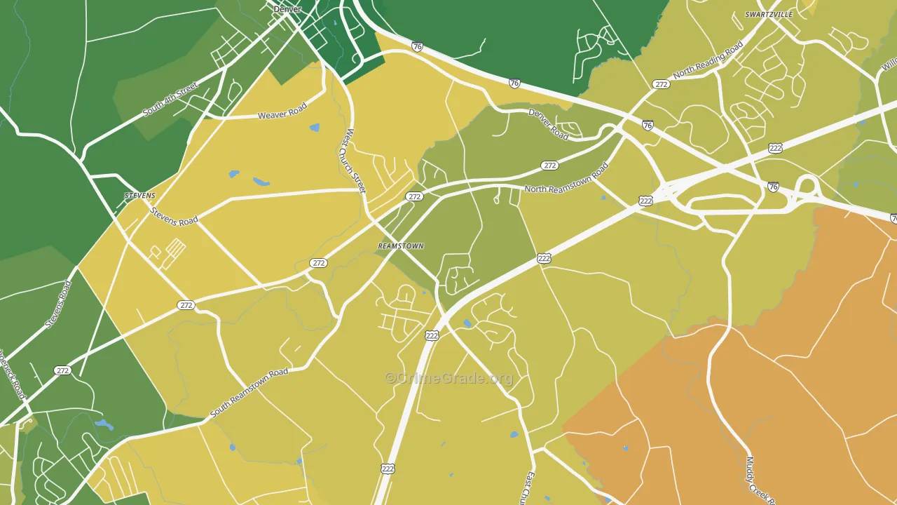 Reamstown, PA Map of Murder Rates