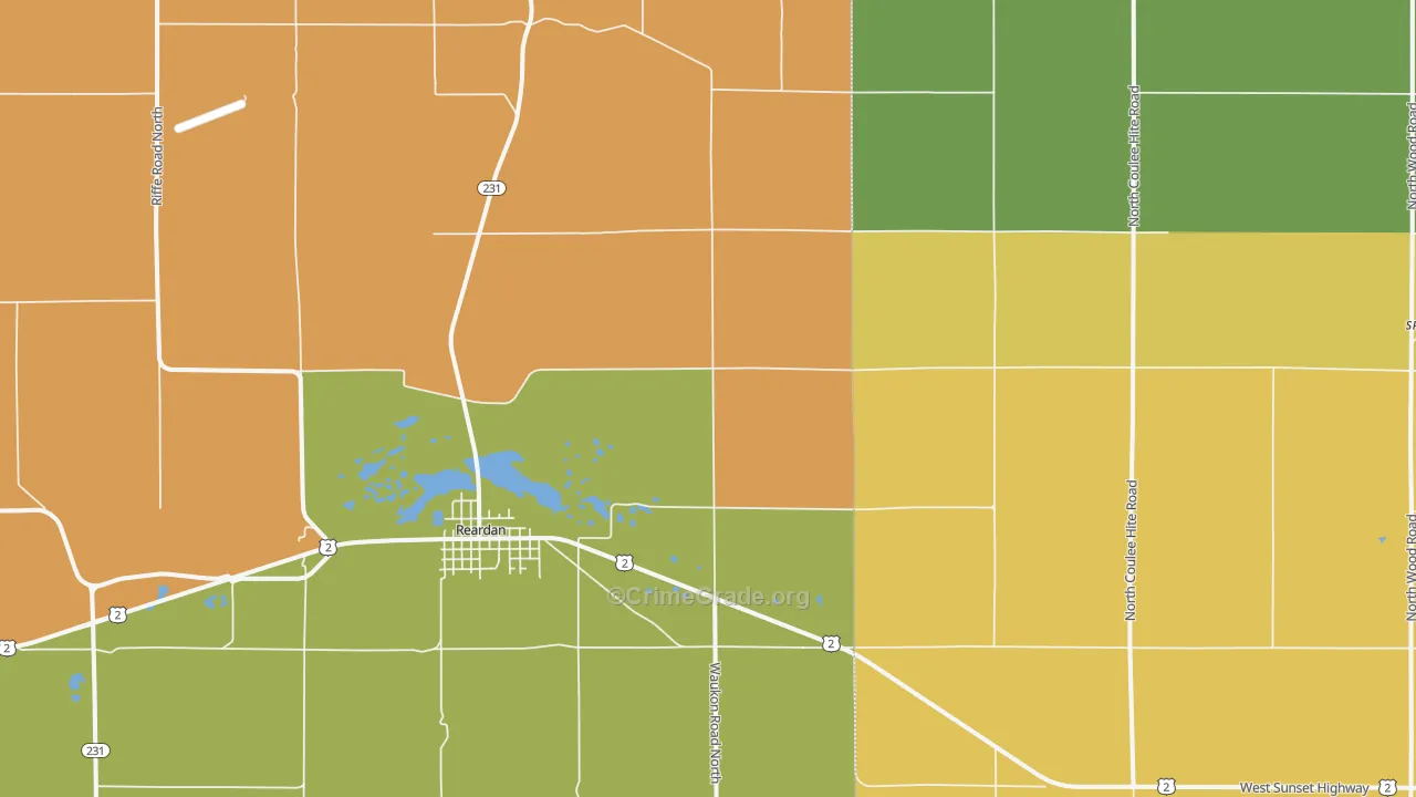 Reardan, WA Map of Murder Rates