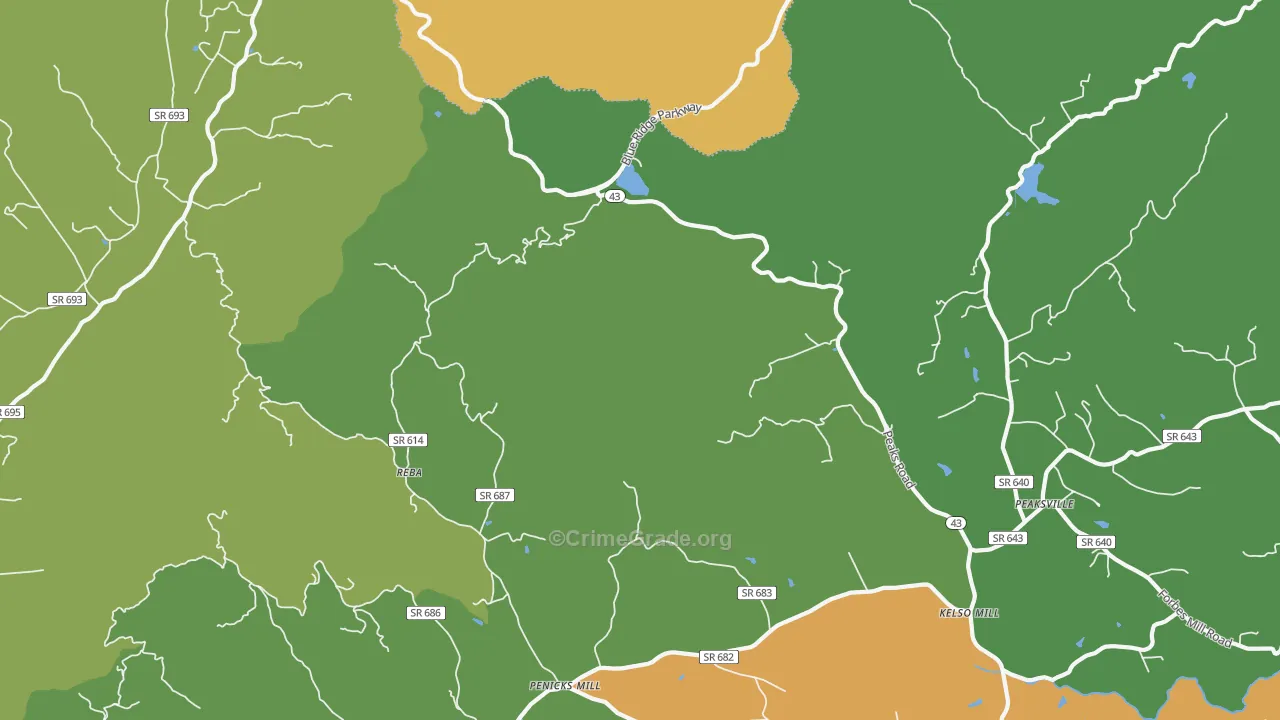 Reba, VA Map of Murder Rates