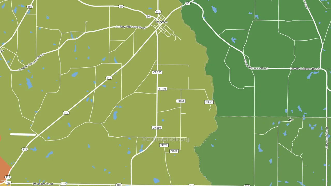 Rebecca, GA Map of Murder Rates
