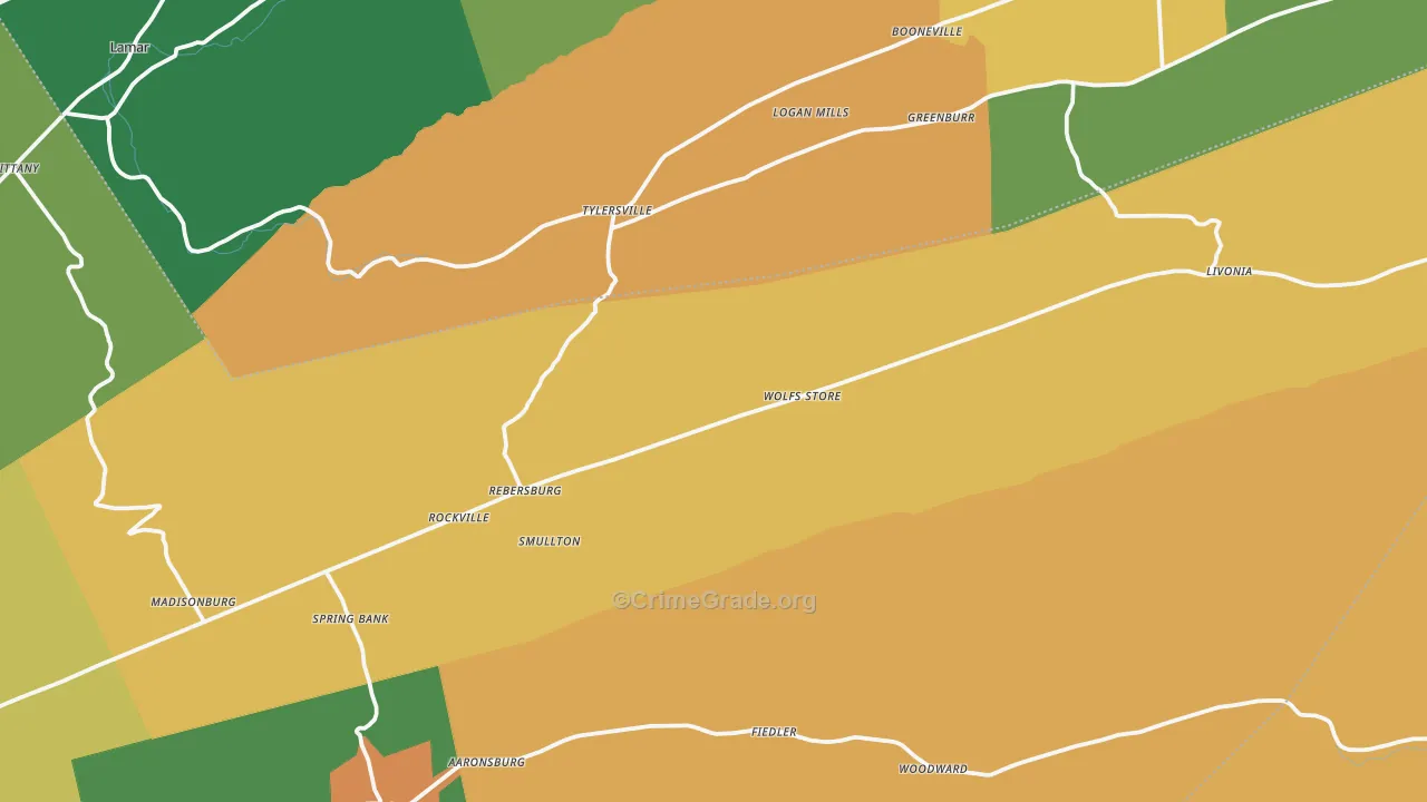 Rebersburg, PA Map of Murder Rates