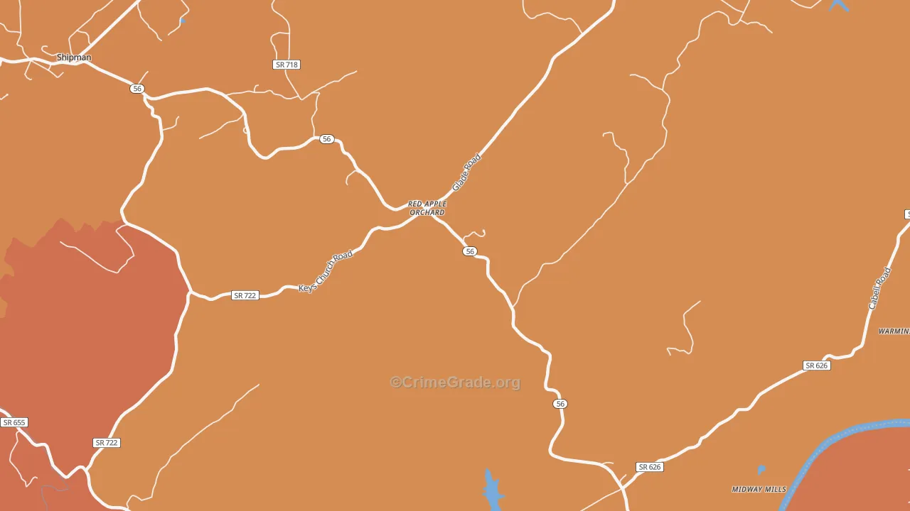 Red Apple Orchard, VA Map of Murder Rates
