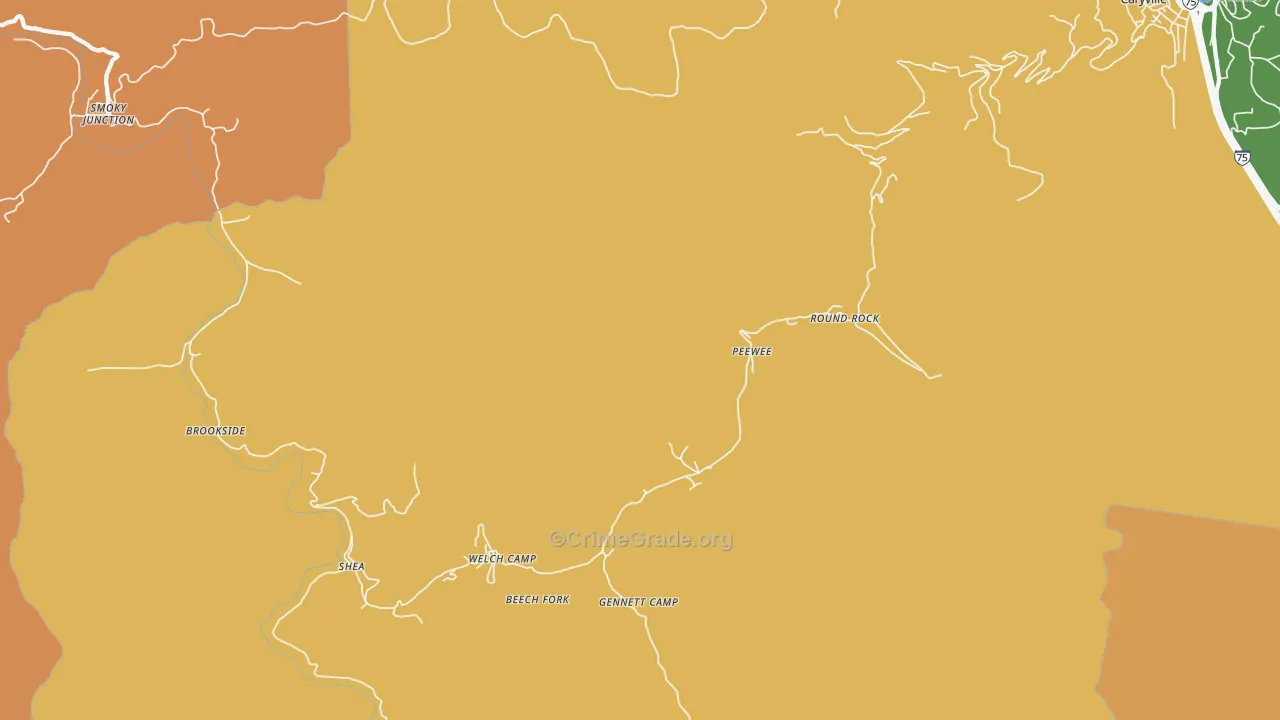 Red Ash, TN Map of Murder Rates